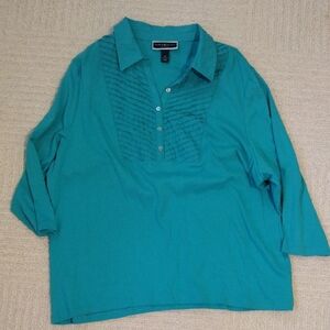 Teal Button-Up Blouse